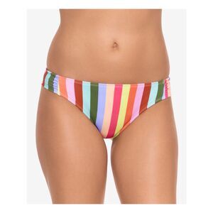 SALT + COVE Women's Aqua Multi-Stripe Tab Sides Hipster Swimsuit Bottom S